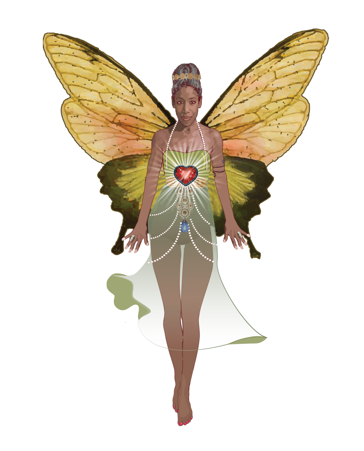 Badass Butterfly in green dress